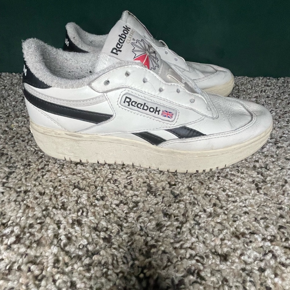 white and black club c double revenge reebok sneakers